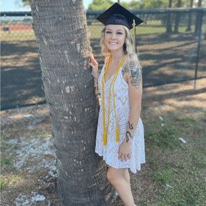 White lace mini dress